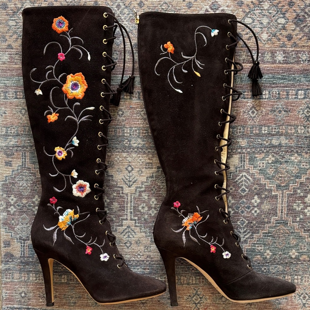 Jimmy Choo “Corrina” 60s revival embroidered boots